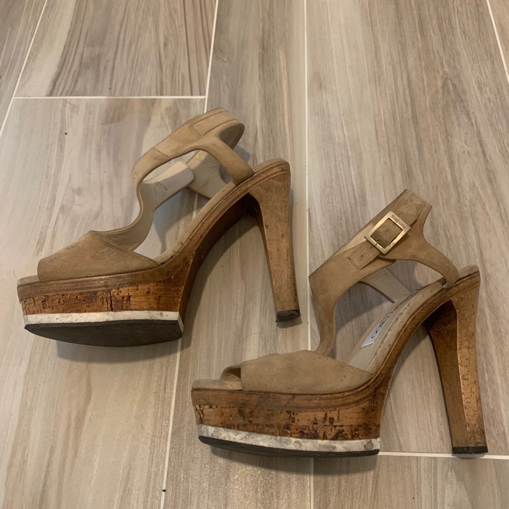 Jimmy choo nude suede high heels